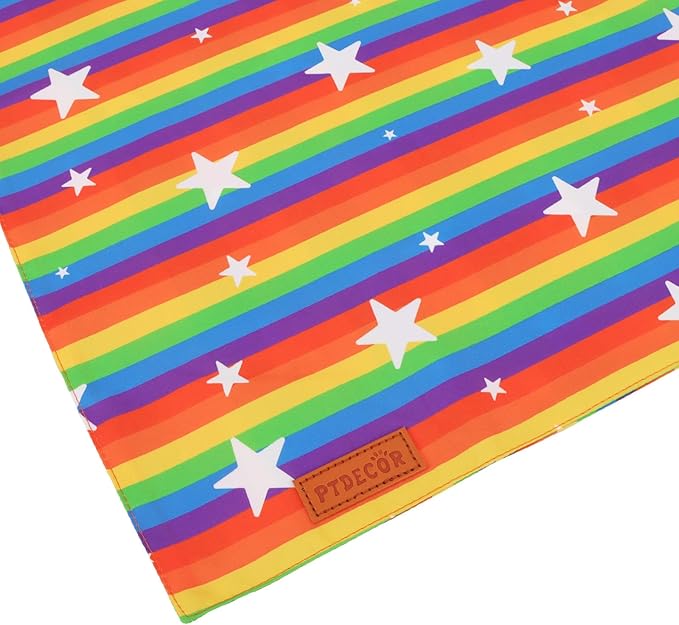 PTDECOR Rainbow Dog Bandanas Pride Day, Multi Size,“Love is Love” Pet Scarf Reversible Triangle LGBT+ Rainbow Bandanas for Medium Large Dogs Pets (Large)