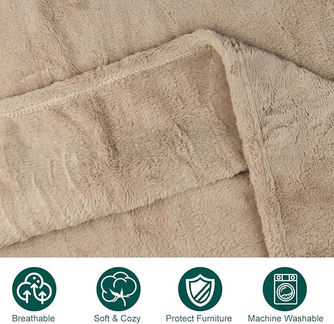 Onarway Dog Blanket Washable for Puppy: 4 Packs Dog Blankets 40”x28” - Fluffy Soft Small Throw for Cat Puppy Kitten Dogs - Fleece Pet Blankets for Bed Sofa Car and Indoor - Khaki