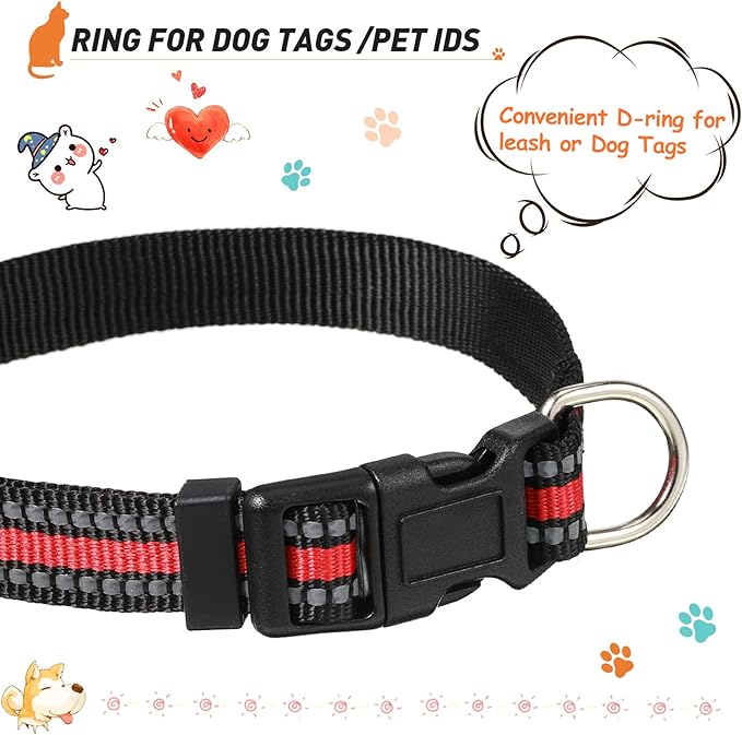 Weewooday 3 Pieces Reflective Dog Collar Nylon Adjustable Quick Release Pet Collars for Dogs(Small)