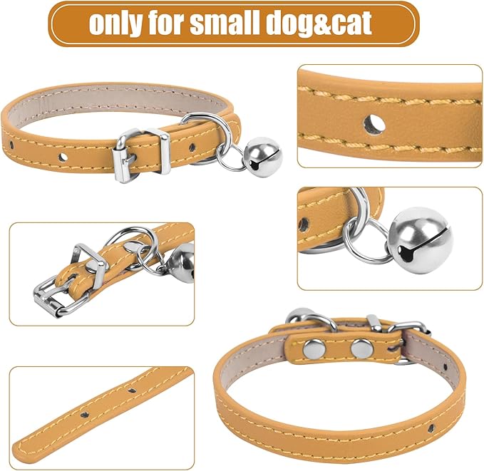 XXS Teacup Dog Collar, Khaki, 3/8 inch Width
