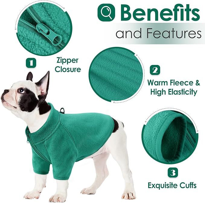 AOFITEE Dog Fleece Sweater, Small Dog Sweater, Warm Dog Sweaters for Small Dogs Male Female, Fleece Dog Vest Puppy Sweater, Lightweight Dog Winter Jacket Sweatshirt with D-Ring and Turtleneck, S