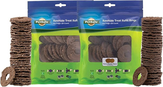 PetSafe Dog Treat Ring Variety Pack for Busy Buddy Toys – 2 Tasty Flavors – 60 Refills –Large