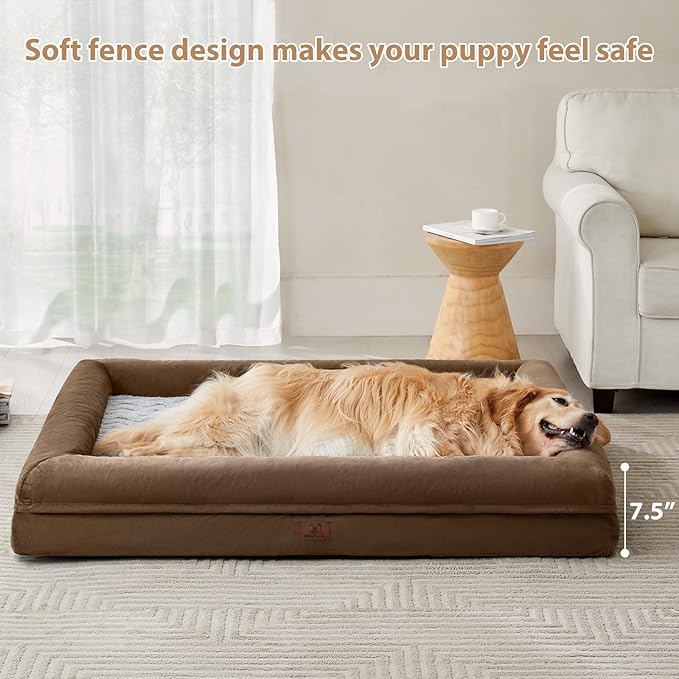 WNPETHOME Washable Dog Beds Large Sized Dog, XXXL Dog Couch, Orthopedic Dog Sofa Bed with Removable & Waterproof Cover, Extra Large Dog Bed with Bolster Sides for Sleeping, Giant Dog Couch with Sides