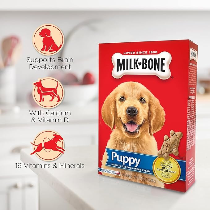 Milk-Bone Original Dog Treats for Puppies, 16 Ounce (Pack of 6), DHA Helps Support Healthy Brain Development