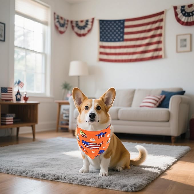 30 Pcs Patriotic Small Dog Bandanas Bulk 25 Inch Independence Day Dogs Bandana for Medium Dogs Breed 4th of July Dog Bandanas Large Cats Grooming M