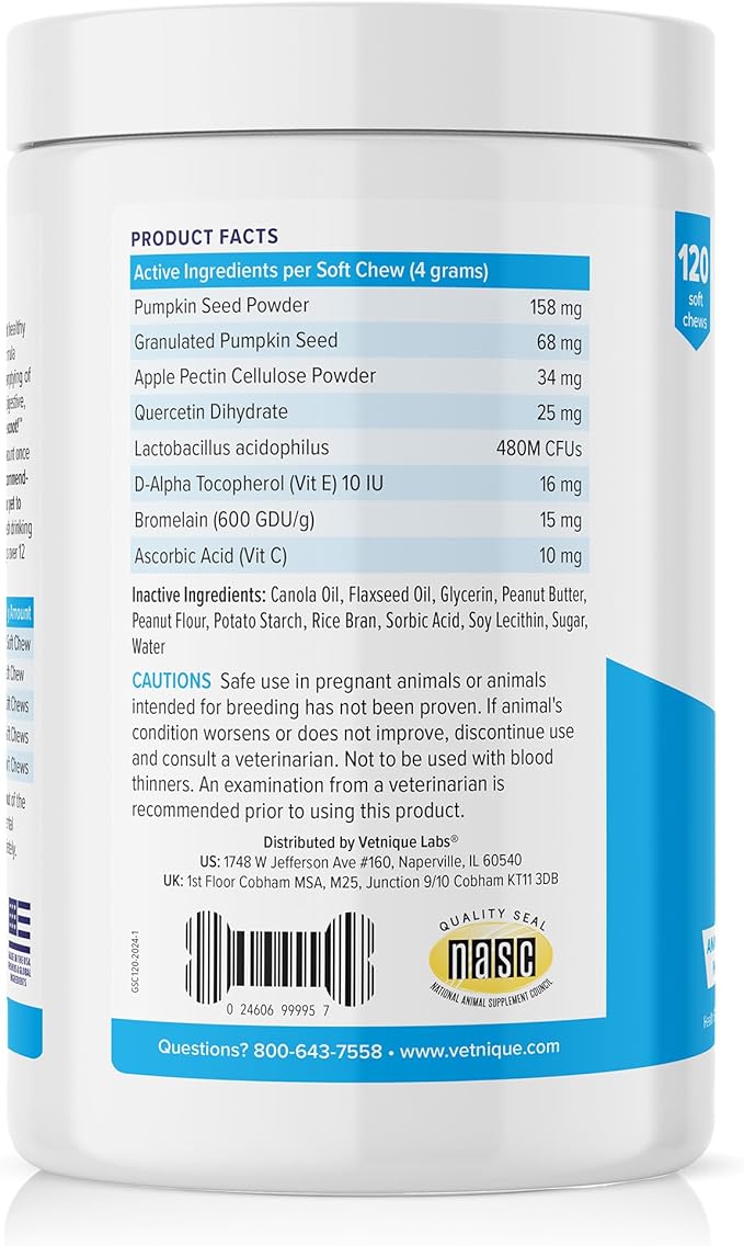 Vetnique Glandex Anal Gland Soft Chew Treats with Pumpkin for Dogs Digestive Enzymes, Probiotics Fiber Supplement for Dogs Boot The Scoot (Peanut Butter Chews, 120 Count)