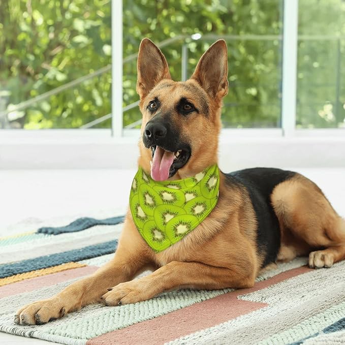 Kiwi Fruit Texture Dog Bandana Scarf Triangle Bibs Pet Accessories Cat Kerchief