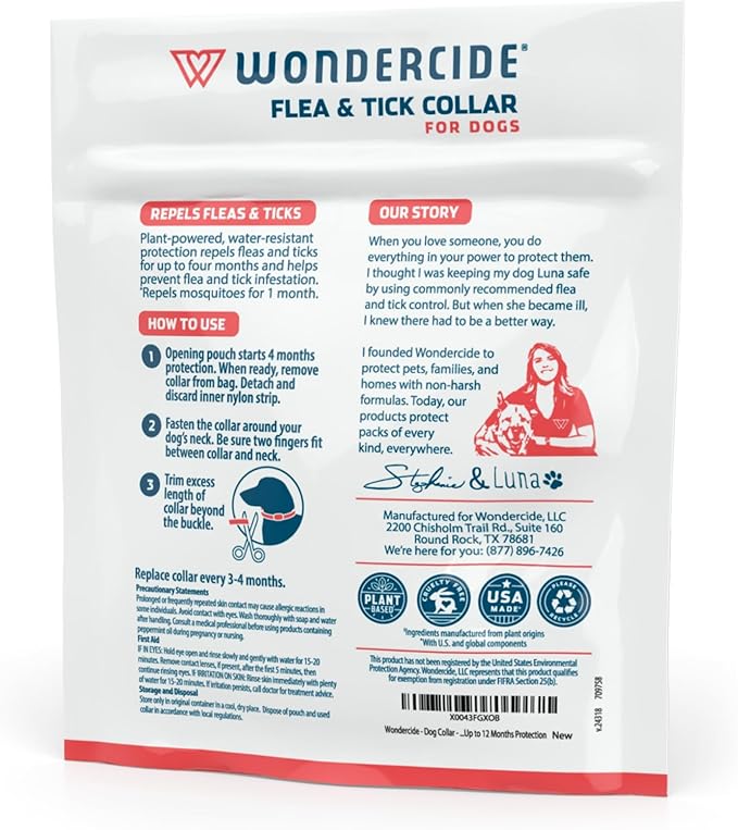 Wondercide - Dog Collar - Flea, Tick, Mosquito Repellent for Dogs with Natural Essential Oils - Small Medium 3PK - Up to 12 Months Protection