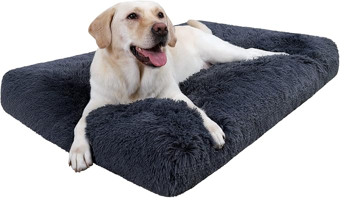 Orthopedic Extra Large Dog Bed, Washable With Removable Cover, Waterproof Crate Bed, Non-Slip Bottom, Fluffy Pet Bed 4829 Inch, Dark Grey