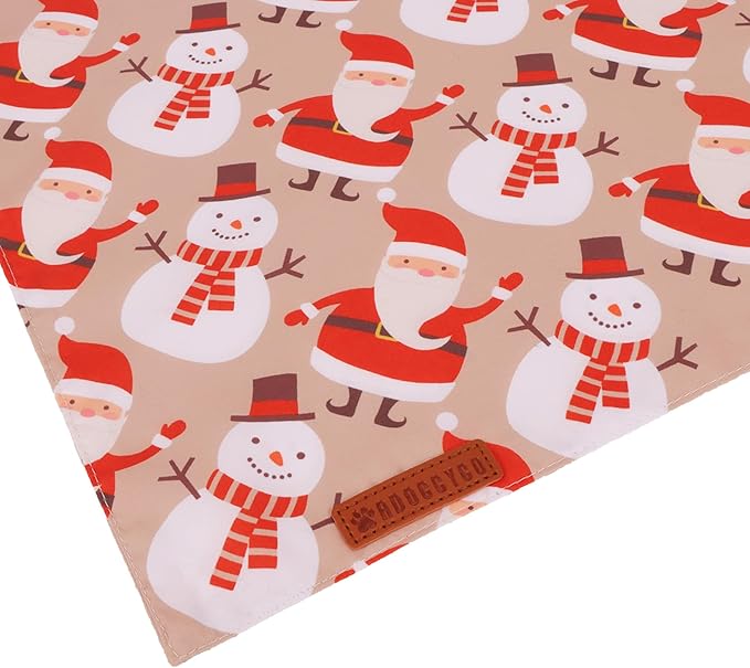ADOGGYGO Christmas Dog Bandana, Santa Snowman Joy Xmas Pet Scarf, Premium Durable Fabric, Adjustable Fit Christmas Bandanas for Small Dogs Pets (Small)