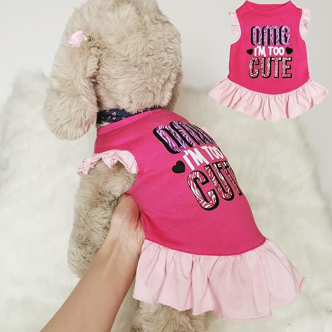 XPUDAC 4 Pieces Dog Dress Shirt Puppy Skirt Cute Doggie Dresses Thanksgiving Clothes Dog Apparel for Small Dogs and Cats (Pink Angel, XX-Small(1-2 lbs))