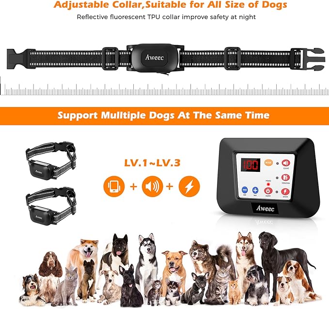 Wireless Dog Fence, 2-in-1 Electric Dog Fence & Training Collar with Remote, 2024 Pet Containment System, Dog Boundary Container,Suitable & Harmless for Small/Medium/Large Dogs