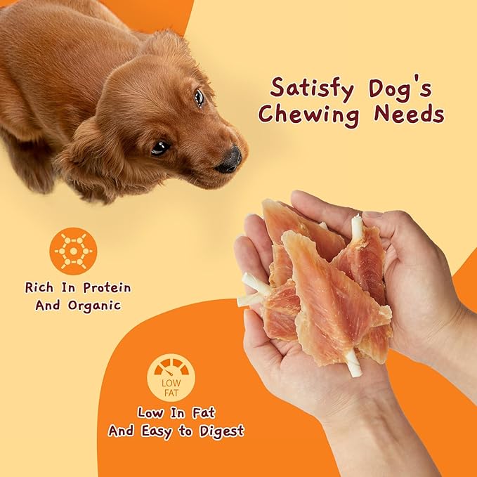 Jungle Calling Dog Treats, Chicken Jerky Wrapped Rawhide Chew Sticks, Long Lasting Chewing Snacks, Hip and Joint Supplement for Dogs with Glucosamine & Chondroitin, 10.6 oz