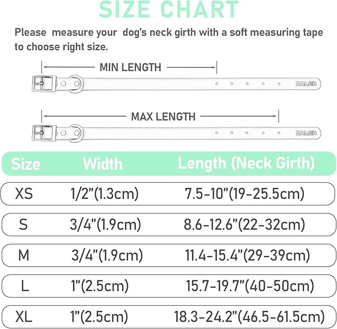 ZALER Waterproof Dog Collar, Adjustable Odor Proof Dog Collars Easy to Clean, Soft Comfortable Pet Collars for Large, Medium Small Dogs (XL, Mint Green, 1pc)
