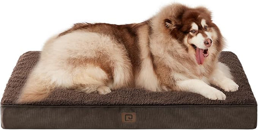 EHEYCIGA Orthopedic XXL Dog Beds for Jumbo Dogs with Removable Washable Cover for Crate, Brown, 47x29