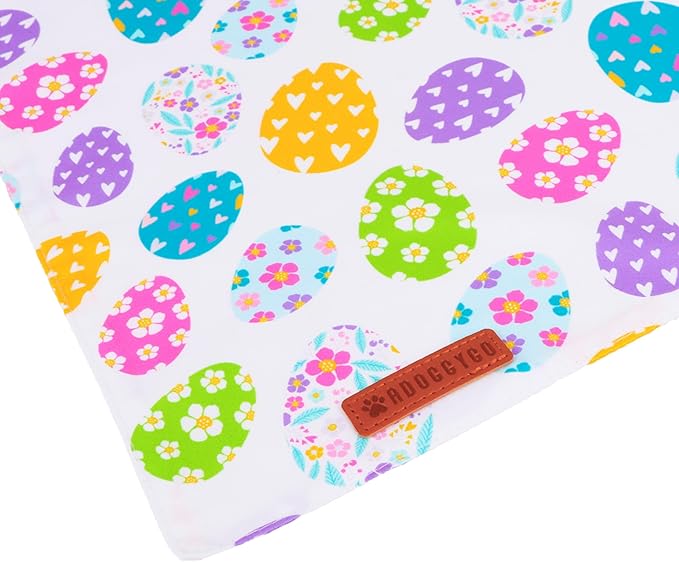 ADOGGYGO Easter Dog Bandana, Egg Rabbit Carrot Pet Scarf, Premium Durable Fabric, White Orange Easter Bandanas for Extra Large Dogs Pets (X-Large)