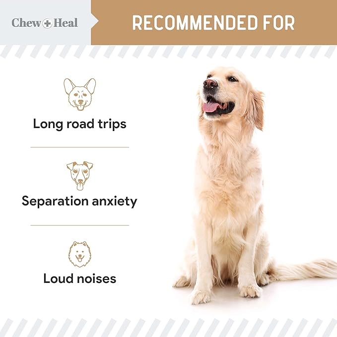 Calming Chews for Dogs - 60 Peanut Butter Melatonin Dog Sleep Aid & Calming Dog Treats with Thiamine, L-Tryptophan & Ginger