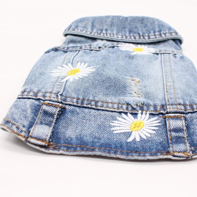 Pet Clothes Denim Dog Costume Summer Cowboy Vest Daisy Shirt Jeans Jacket Puppy Clothing for Chihuahua Yorkies
