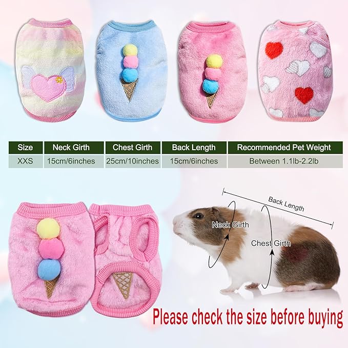 7 Pcs Cute Guinea Pig Clothes Costume Soft T-Shirt Clothes for Rabbits Hamster Clothes Kitten Ferret Chihuahua Puppy Mini Dog and Small Animals