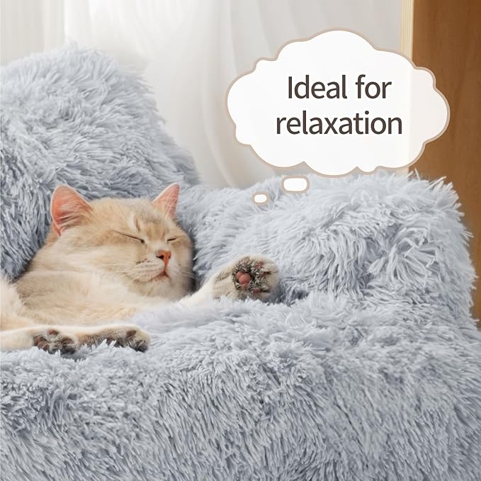 Mewoo Dog Couch, Small Dog Bed with Removable Washable Cover, Cute Cat Couch for Pets, Cat Beds for Indoor Cats with Anti-Slip Bottom (Grey)