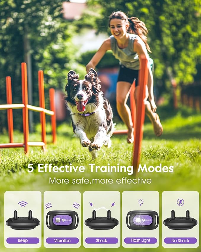 Dog Shock Collar,4200FT Dog Training Collar with Remote,IPX8 Waterproof E-Collar with Beep,Vibration,Shock,Flash Light,No Shock Mode,Electric Shock Collar for Small Medium Large Dog,Purple