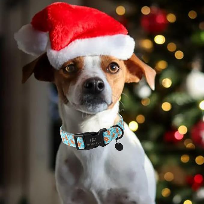 Christmas Dog Collar,Adjustable Gingerbread Pet Collar,Chriatmas Puppy Collar for Small Medium Large Dogs,L