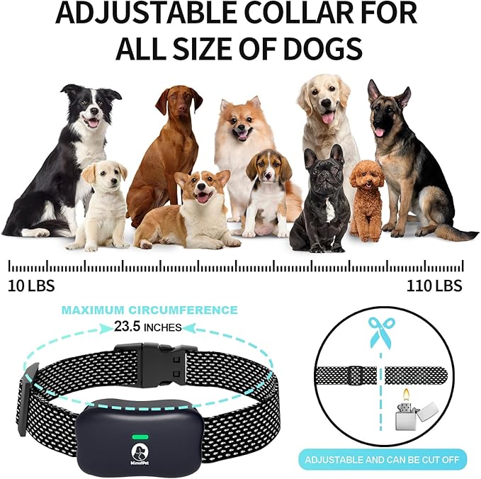 MIMOFPET Wireless Dog Fence for 2 Dogs - 25FT to 3500FT Electric Fence,185 Days Standby Time Training Collar,Pet Containment System with 3 Training Mode,Flash Light and Waterproof