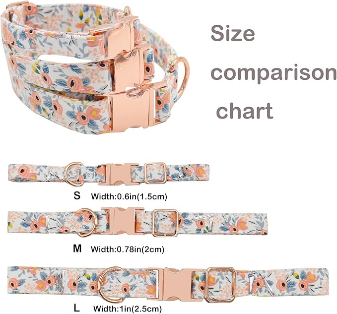 Metal Buckle Dog Collar, Durable Adjustable Dog Collar Soft for Small Medium Large Dogs (M(13-18in), Flower5)