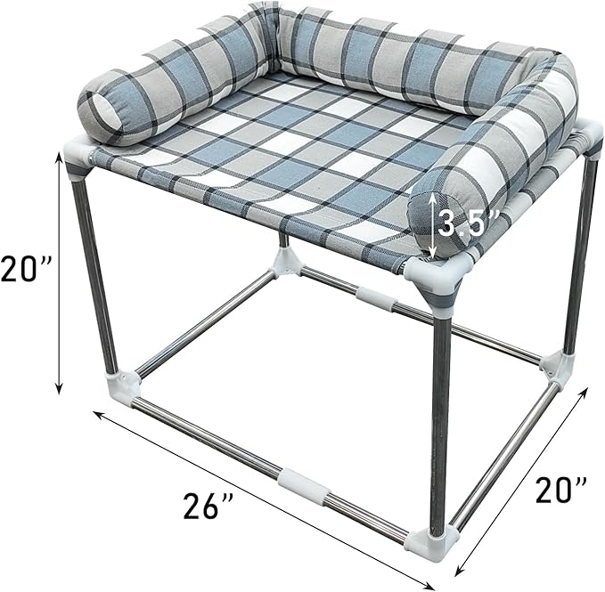 Bedside Cosleeper Pet Dog Bed - Dog Beds with Pillow Extension Attached to Human Bed Height Raised Pet Window Perch (26'' x 20'' x 20'')