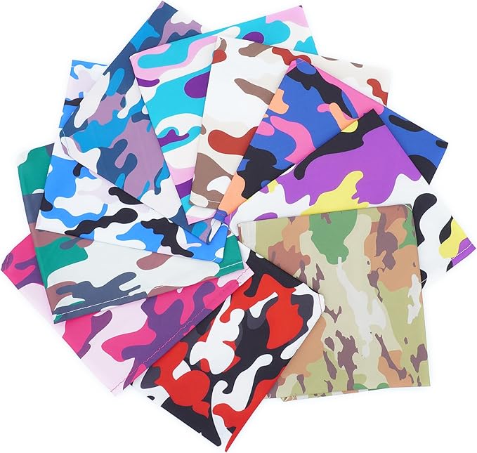 10PCS Dog Bandanas Camouflage Camo Military for Medium Breed Dog Pink Purple Yellow Blue Kerchief Triangle Bibs Head Scarves for Boys and Girls Grooming Costume