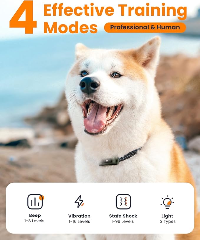 Dog Shock Collar 4265Ft Dog Training Collar with Remote for Large Medium Small Dogs, IP67 Waterproof with 4 Safe Training Modes, Security Lock, Dog Bark E-Collar for All Breeds(Green 1 Pack)