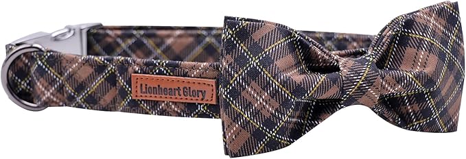 Lionheart glory Premium Plaid Dog Collars, Bowtie Dog Collar, Adjustable Heavy Duty Dog Collar with Bow for X-Small Dogs