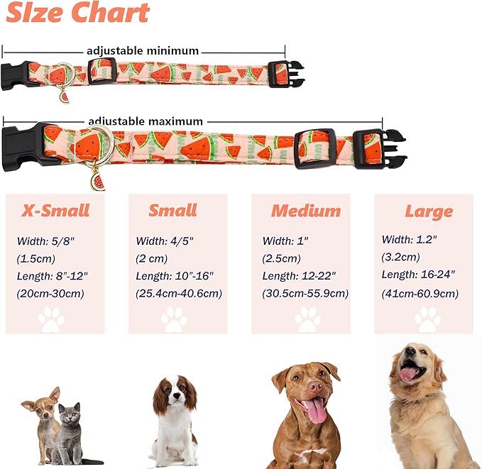 Bubblepup Dog Collar, Adjustable Dog Collar for Small Medium Large Dogs with Soft Cotton & Quick-Release Buckle