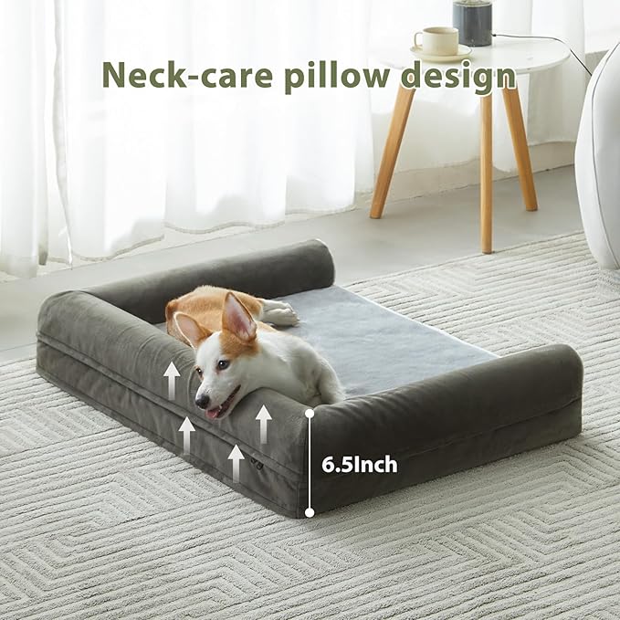 BFPETHOME Washable Dog Beds for Medium Dogs, Orthopedic Dog Bed Medium, Big Dog Couch Bed with Removable Washable Cover, Waterproof Lining and Nonskid Bottom, Egg-Crate Foam Pet Sofa Bed for Sleeping