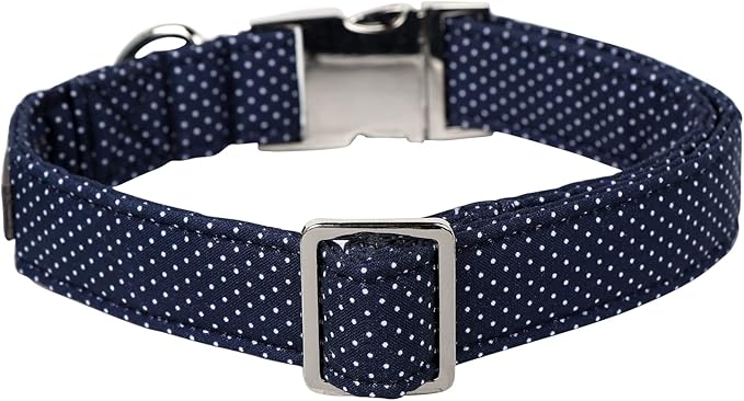 Lionet Paws Boy Dog Collar, Comfortable Adjustable Cute Navy Blue Collar with Metal Buckle for Male Puppies and Cats, XS, Neck 8-12 inches