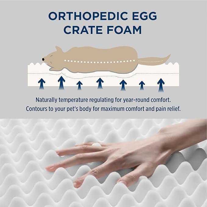 Bedsure Large Dog Bed for Crate - Orthopedic Waterproof Puppy Beds with Removable Washable Cover, Egg Crate Foam Pet Mat, Suitable for Pet Up to 90 lbs