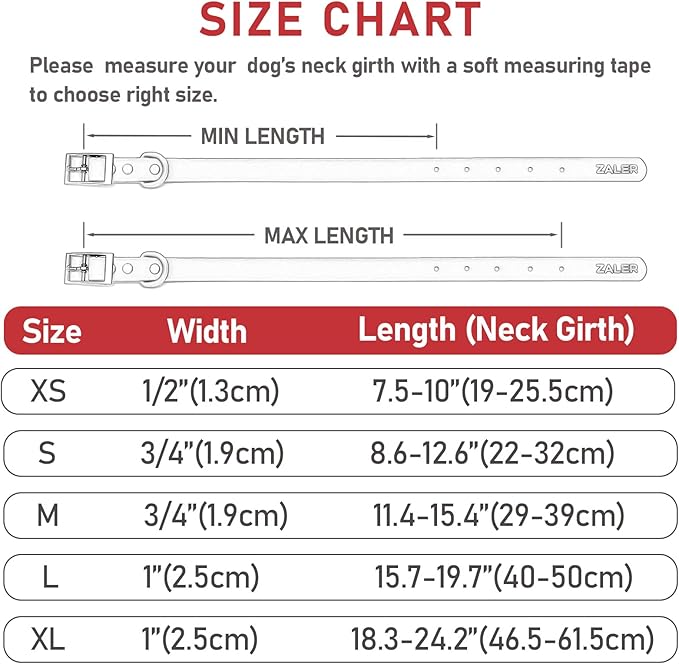 ZALER Waterproof Dog Collar, Adjustable Odor Proof Dog Collars Easy to Clean, Soft Comfortable Pet Collars for Large, Medium Small Dogs (Strawberry Red, M(Length:11.4''-15.4''; Width:0.75''))