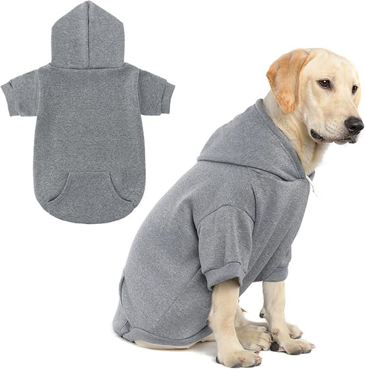 SCENEREAL Dog Hoodie Sweaters - Fleece Dog Sweatshirt with Hat and Pocket, Comfortable Cotton for Winter, Small to Extra Large, Grey (L)
