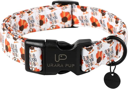 Thanksgiving Dog Collar, Turkey Cotton for Dog or Cat, Autumn Puppy With Lightweight Plastic Buckle, Great Gift for Girl Boy Dogs, XS