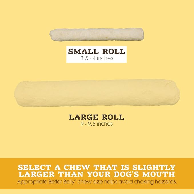 Better Belly Originals Natural Chicken Liver Flavor Small Rolls Highly Digestible Rawhide Dog Chew, 20 Count