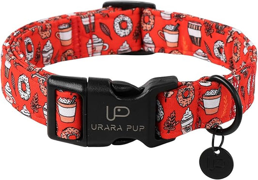 Fall Cotton Dog Collar with Plastic Buckle, Cute Doughnut Autumn Puppy Collar, Adjustable&Lightweight Pet Collar for Small Medium Large Girls or Boys