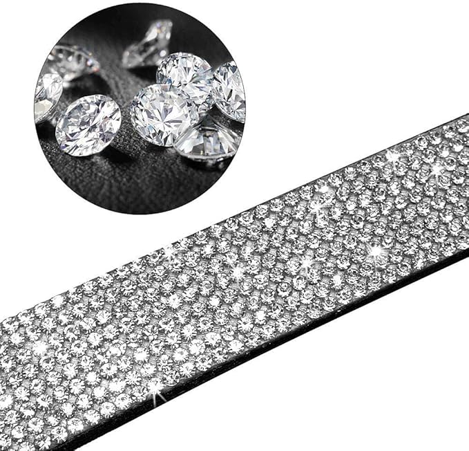Cute Dog Collar with Bling Rhinestone, Fancy Crystal Diamond Glitter Pretty Jewel Soft Cat Collars for Small Medium Large Breed Dogs Girl Female Pet Puppy Kitten Terrier (S, Dark Blue)
