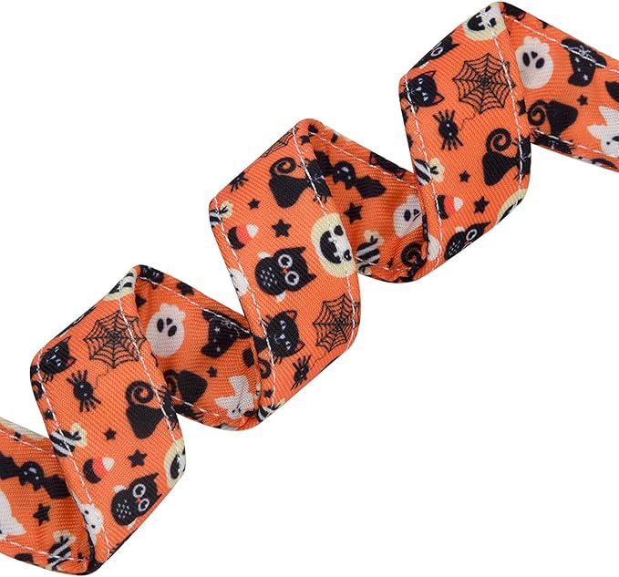 Halloween Dog Collars, Pumpkin Cat Spider Pattern Dog Collar, Adjustable Dog Collar for Small Medium Large Dogs Boys Girls Male Female Dog Pet Collar(Halloween,M)