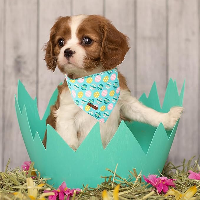 Unique Style Paws Dog Easter Bandanas 2Pcs Washable Cotton Triangle Sports Rabbit Egg Dog Scarfs for Small Medium Large Dogs and Cats