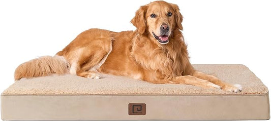 EHEYCIGA Orthopedic XL Dog Beds for Extra Large Dogs with Removable Washable Cover for Crate, Khaki, 41x27