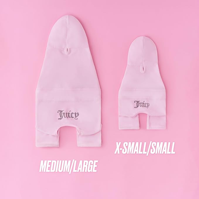 Juicy Couture Hooded Pet Juicy Bling Velour Tracksuit Chest 16 inches for Small Dogs and Cats - Pink - XS/S