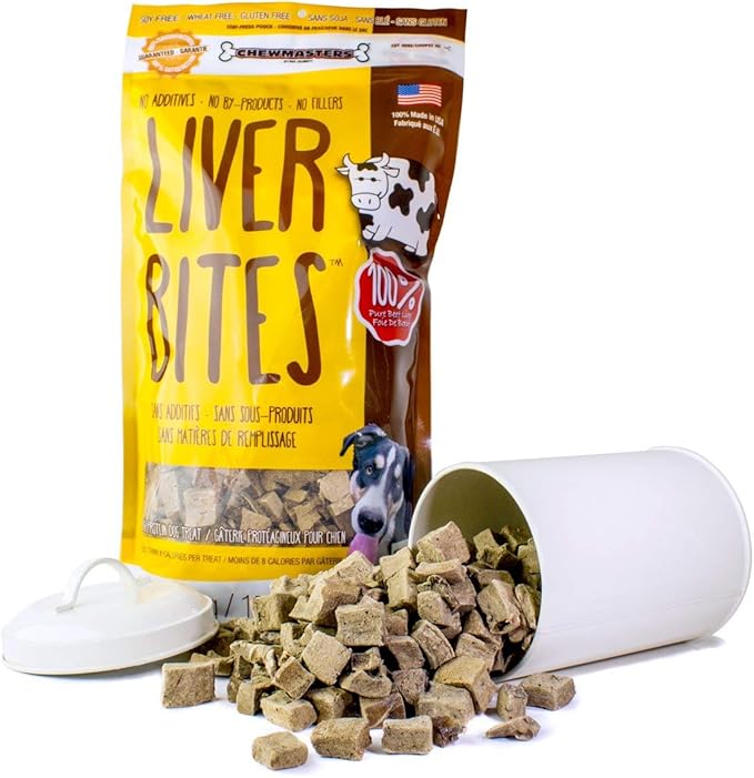 100% Pure Beef Liver Bites, Healthy Freeze Dried Dog Treats, 17.6 oz, All Natural, Grain Free, High Protein & Zero Additives, Made in USA, Packed with Nutrients and Vitamins