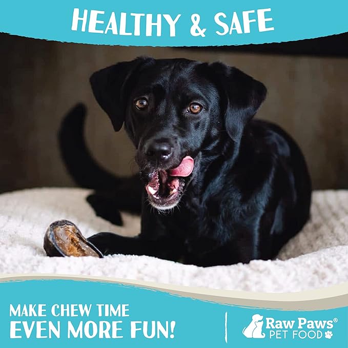 Raw Paws Filled Cow Hooves for Dogs - Peanut Butter Flavor, 5-Pack, Natural Beef, Free Range Cow Hooves - Peanut Butter for Dogs - Stuffed Cow Hoof Dog Chews