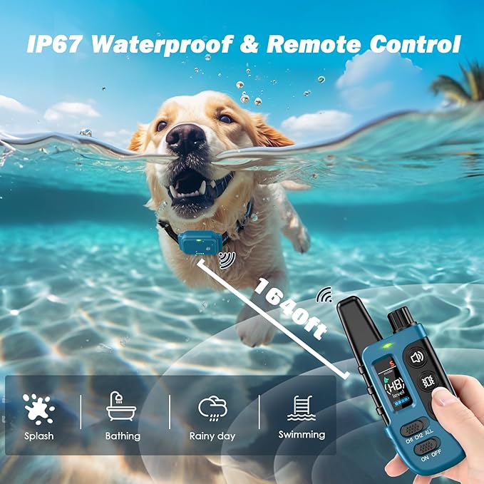 Dog Training Collar, Waterproof Remote Dog Collar with 3 Modes: Beep, Vibration, Safe Static,1600Ft Range, Rechargeable, Adjustable E-Collar for Small Medium Large Dogs