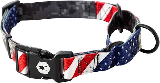 Wolfgang Heavy Duty Martingale Dog Collar with Quick Release Nylon Buckle for Walking & Training, DigitalDog Print, Medium